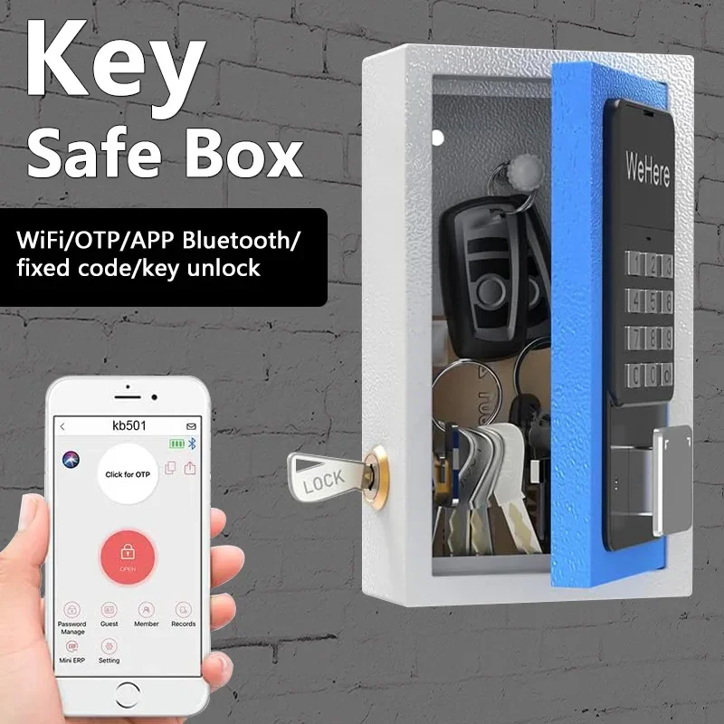 WeHere-Electronic Key Safe Box Armazenamento, controle remoto, senha inteligente, App, telefone, controle remoto, Segurança Outdoor, Apartamento,