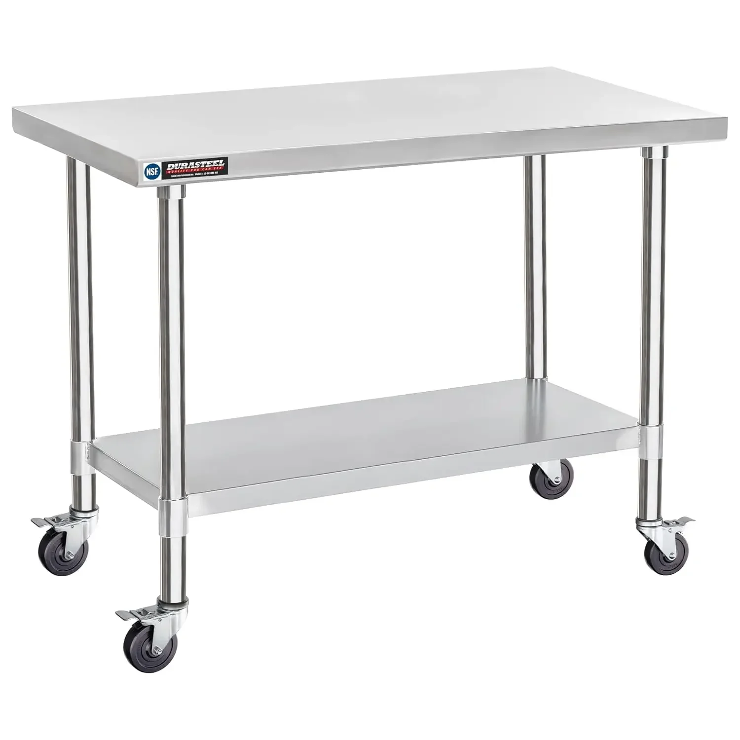 Stainless Steel Table - DuraSteel 24 x 48 Inch Metal Table Cart - Commercial Workbench with Caster Wheel - NSF Certifi