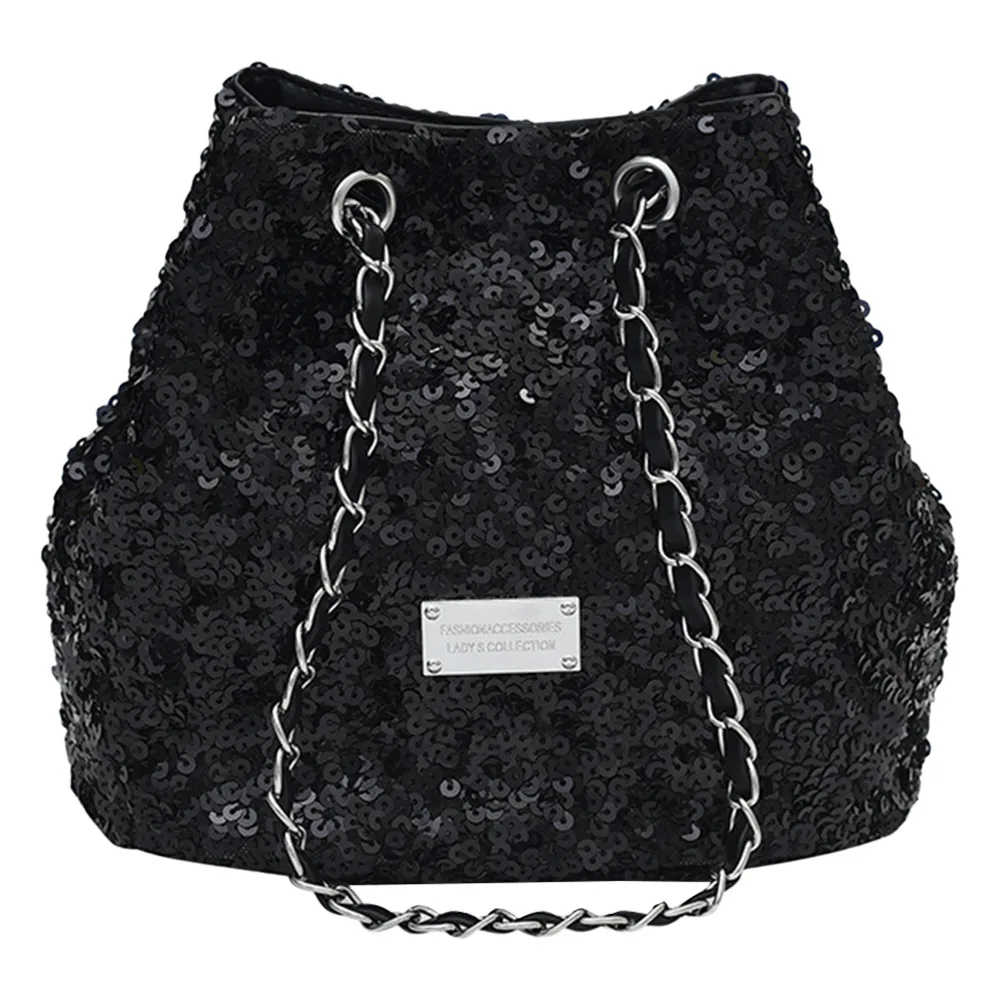 Leve Cadeia Shopper Purses Decor, Sólida Bling na Moda, Cintas de Ombro Ajustáveis, Bolsa de Balde, Bolsa para Telefone, Mini Bolsa Feminina