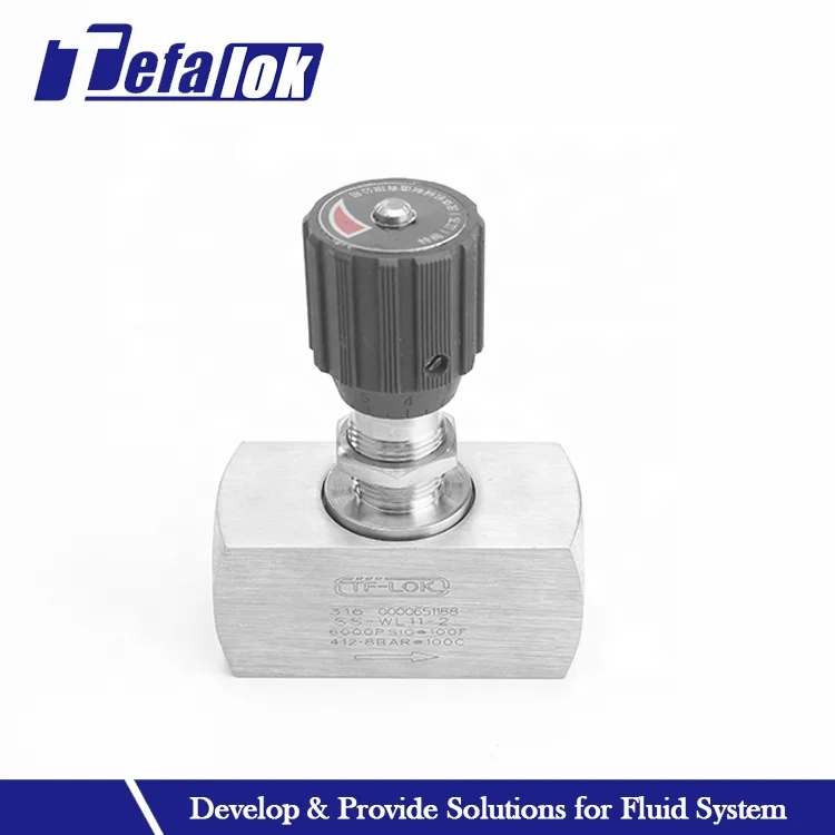 In-line 5000psi Flow Control Needle Valves Stainless Steel Low Pressure Two Way Hydraulic Control Valve