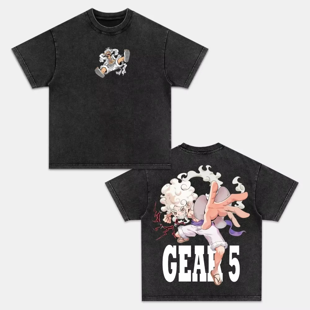 ONE PIECE Men's and Women's Washed T-Shirt 2026 Summer New Anime Roronoa Zoro Tee Retro Distressed Y2k Casual Short Sleeve