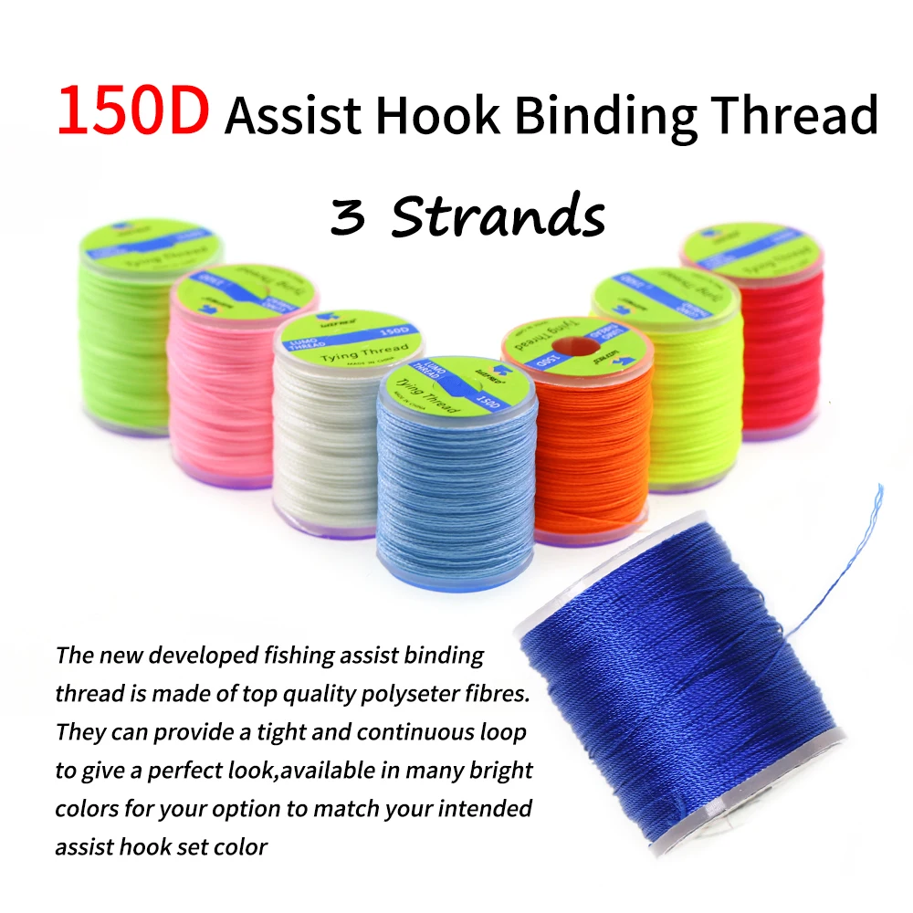 Ellllv 150D Luminous Binding Thread for Jig Lure Assist Hooks Fluorescent DIY Hand-knotted Thread Saltwater Flies Tying Material