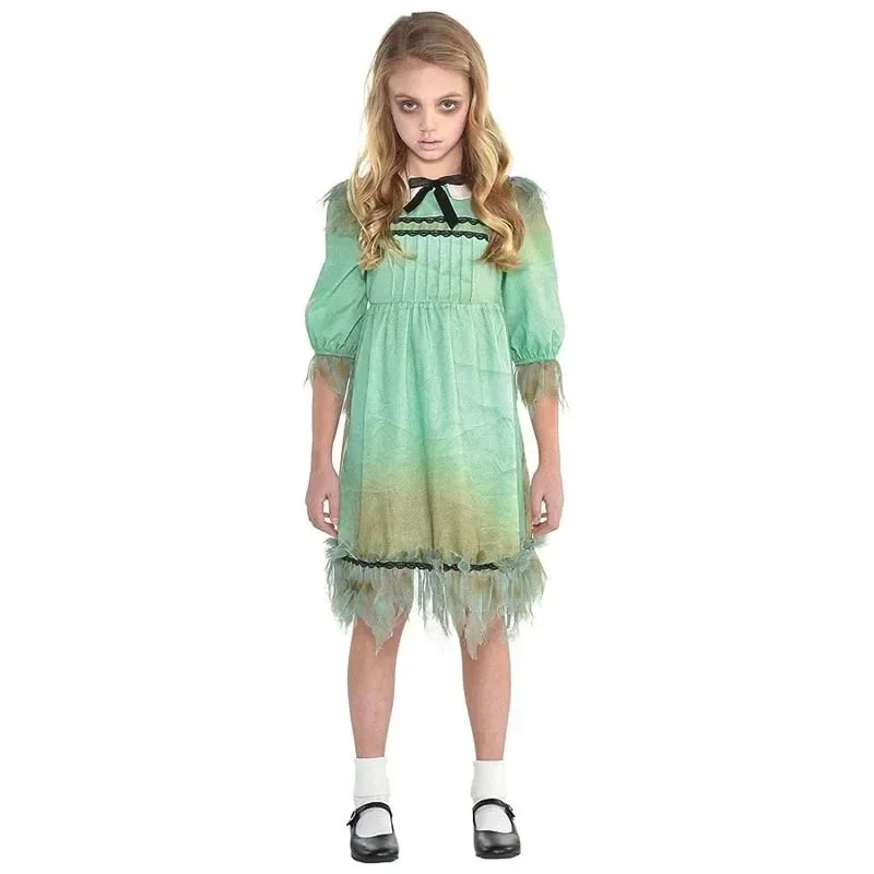 The Shinning Twin Girls Cosplay Dress Dreadful Darling Creepy Killer Lisa Louise Burns Sister Costume Halloween Party Dress Up