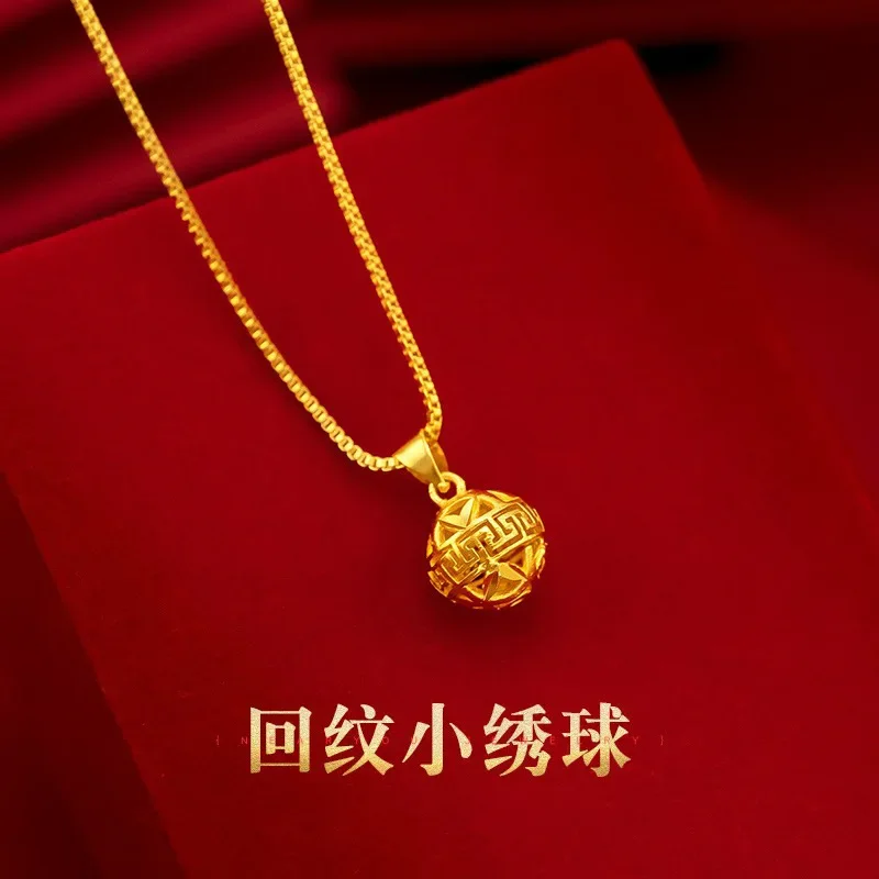 9999 Real Gold 24K Gold Edition Paper Pattern Small Hydrangea Pendant Jewelry Women's Retro Ethnic Style Paper Pattern