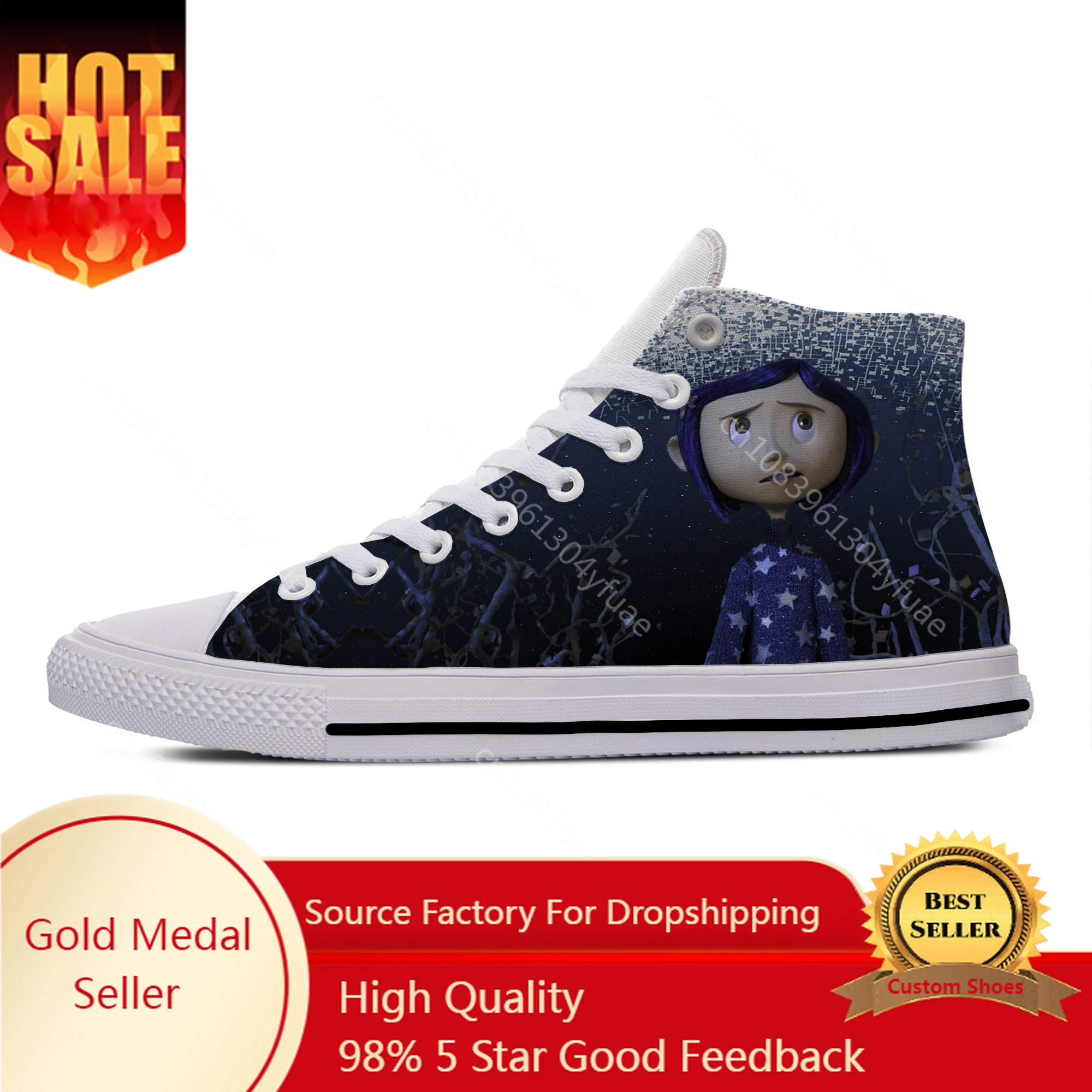 

Hot Coraline Anime Cartoon Manga Movie Horror Casual Shoes High Top Breathable Men Women Sneakers Lightweight Latest Board Shoes