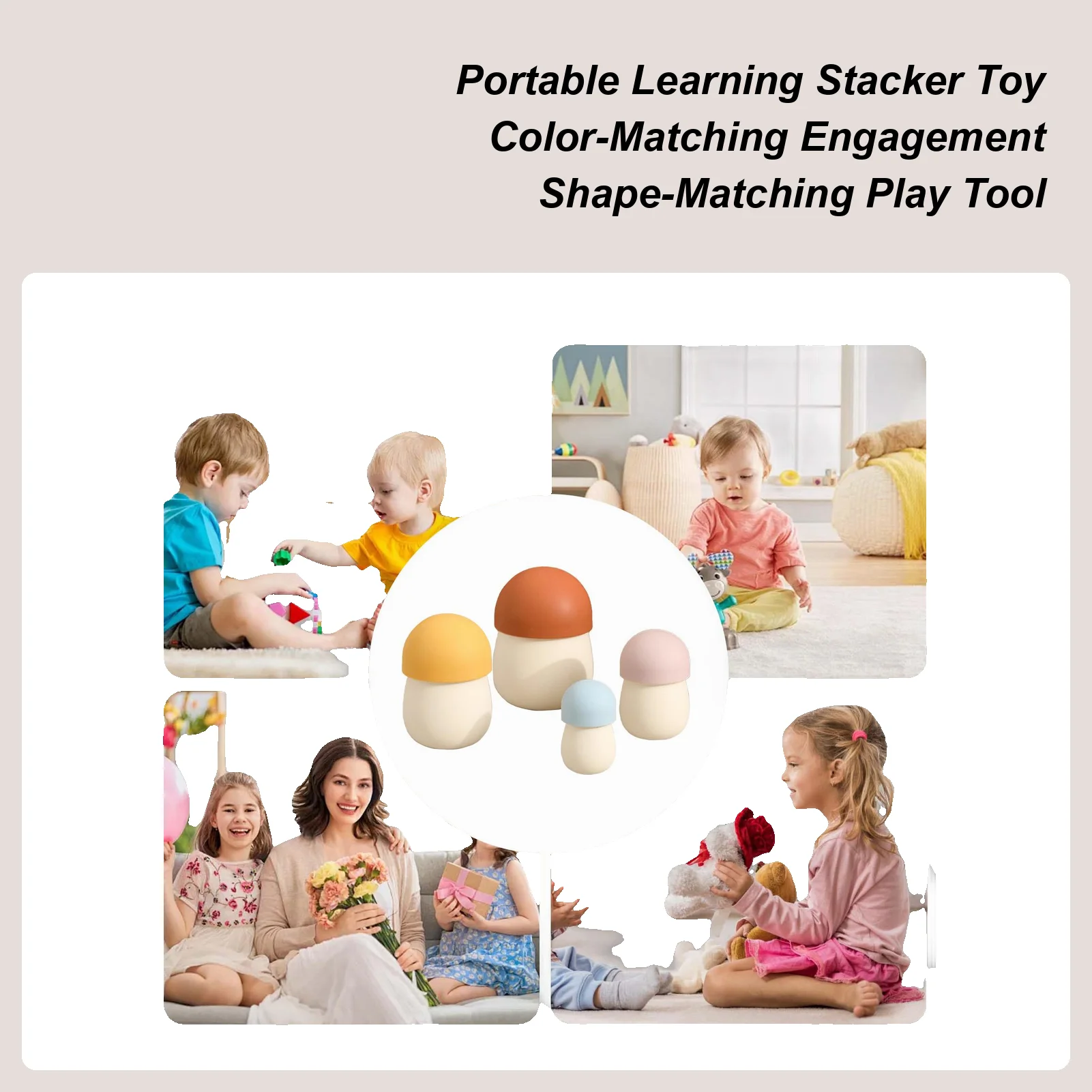 Stacking Toys For Kids Mushroom Sensory Toys Size Shape Recognition Stacker Doll For Home Travel Homeschool Playroom Classroom