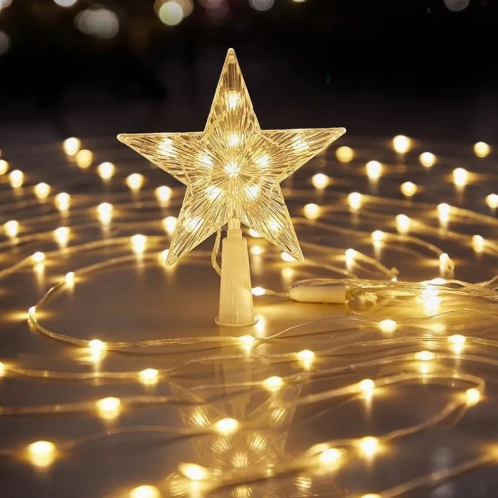 1PC 2M Christmas Waterfall Fairy String Lights with Topper Star,Christmas Tree Decorations for Home Holiday Decor New Year