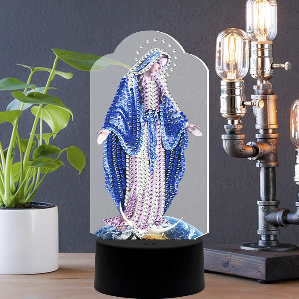 DIY ダイヤモンド塗装 LED ナイトライトテーブルランプフルドリル特殊形状ライト寝室用新年の装飾クリスマス