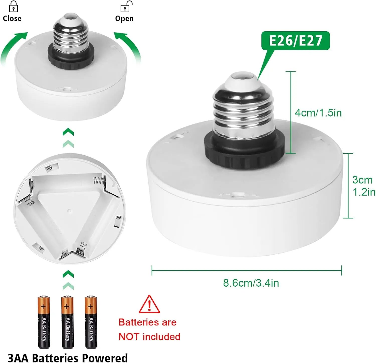 Screw in Puck Lights, E26 Puck Lights with Remote, 2 Pack Battery Powered Puck Lights with Screw in Base for Non-Hardwired Wall