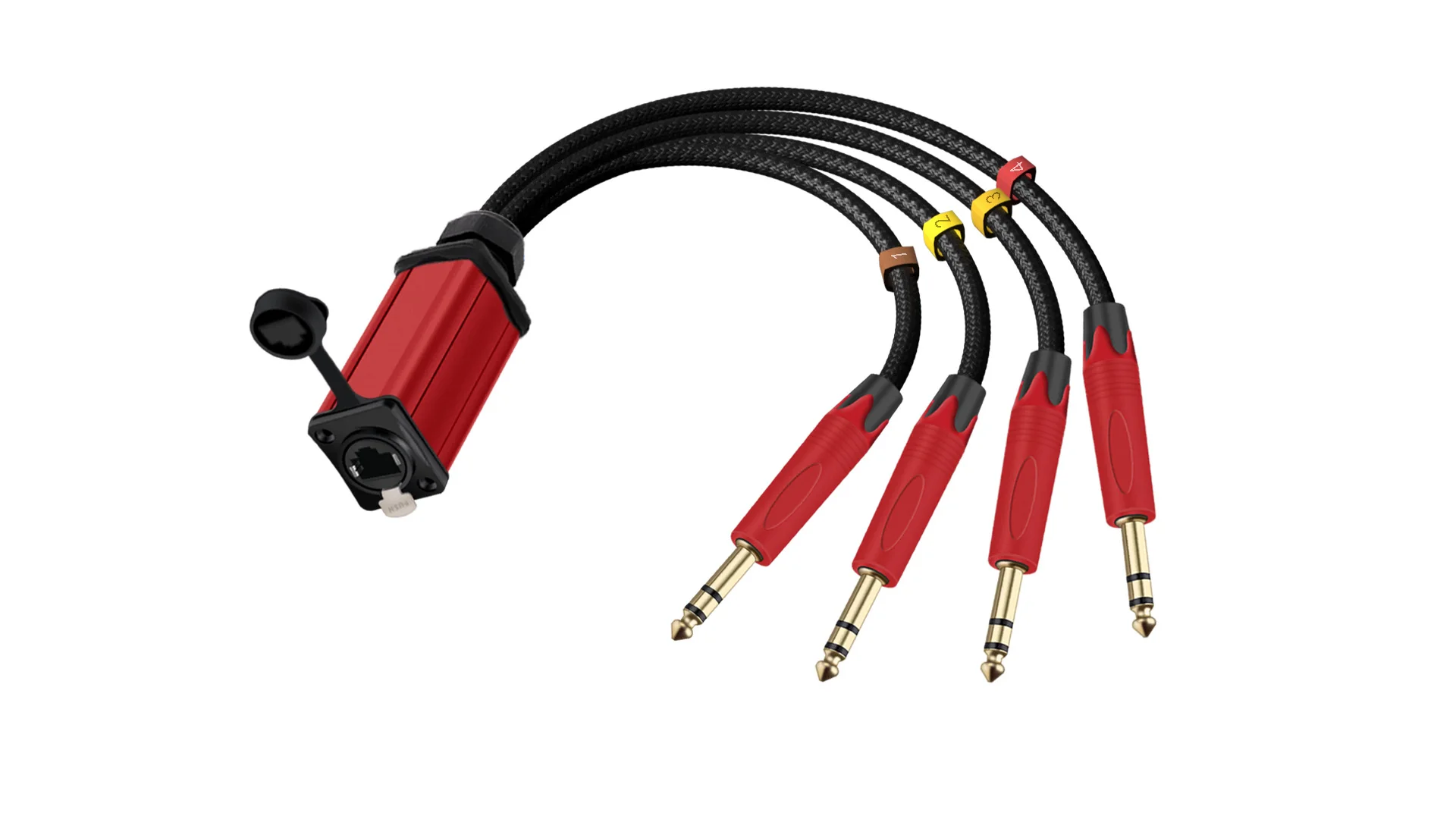 Netzwerkkonverter RJ45 CAT5/6 mit Abschirmung zu 4-Kanal 6,35/6,5mm TRS-Stecker Multi-Netzwerk-Empfängerkabel für Lautsprecher, Verstärker, Mischpult – Detail 8