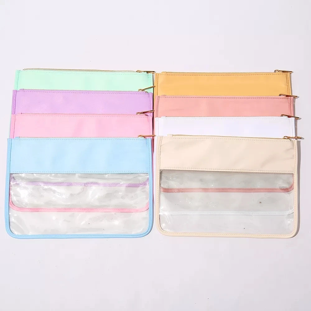 Sac à cosmétiques Transparent imperméable pour femmes, pochette en PVC, sacs de maquillage transparents et plats avec fermeture éclair