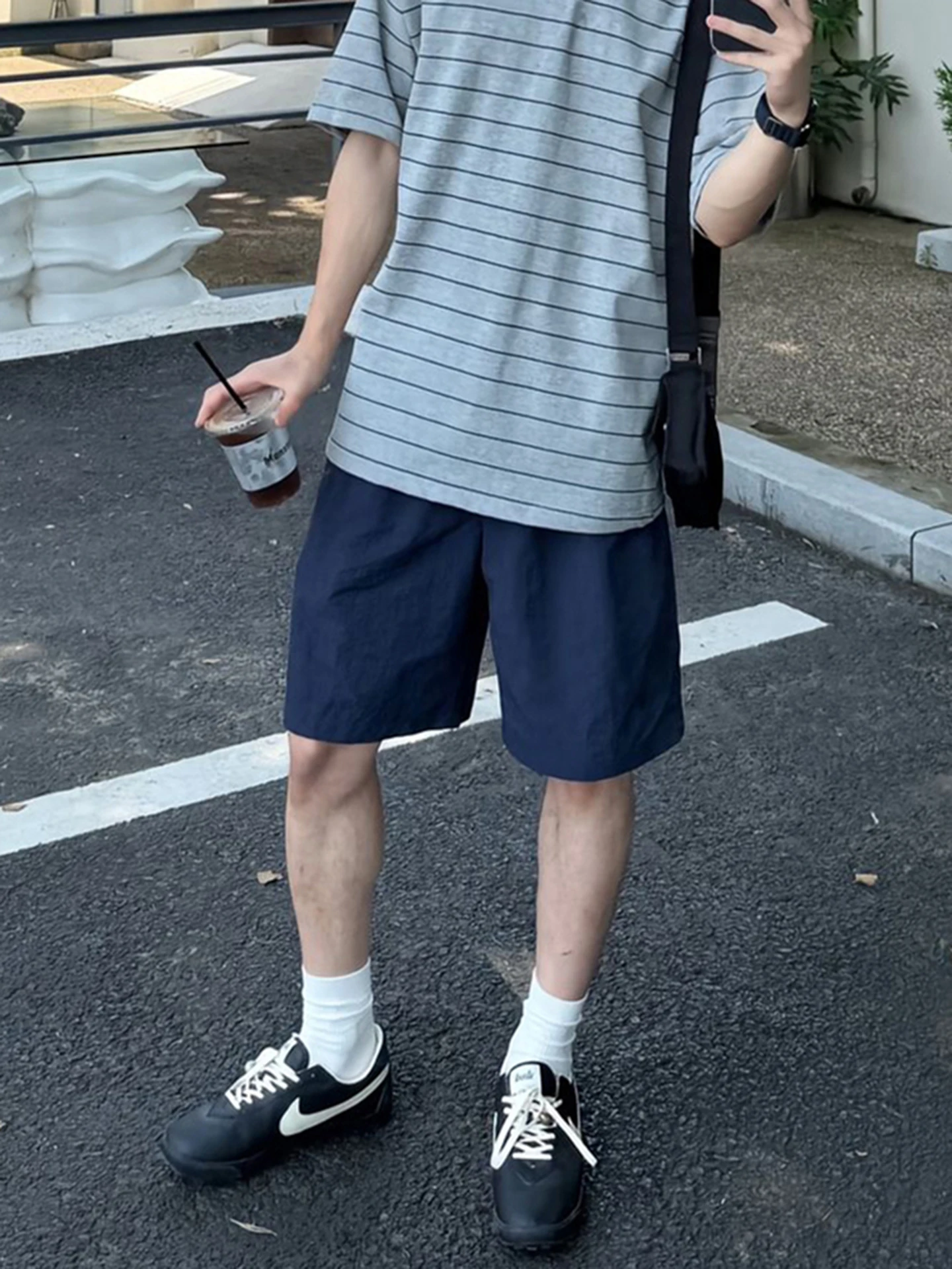 

American Sle Qui Dry Sports orts Men's Summer Outdoor Thin Ice Silk Running Fitn Five-Quarter Pants Straight Leg Cas...