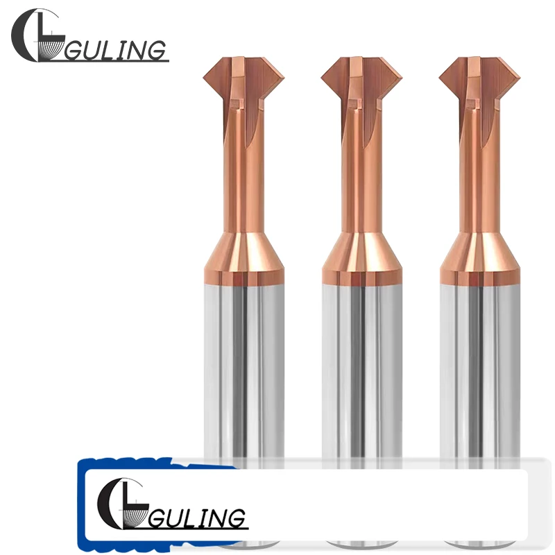 GULING Tungsten Steel Carbides 60° 90° 120° Upper And Lower Inner Hole Chamfering Milling Cutter CNC Double-Sided T-Shaped Tool