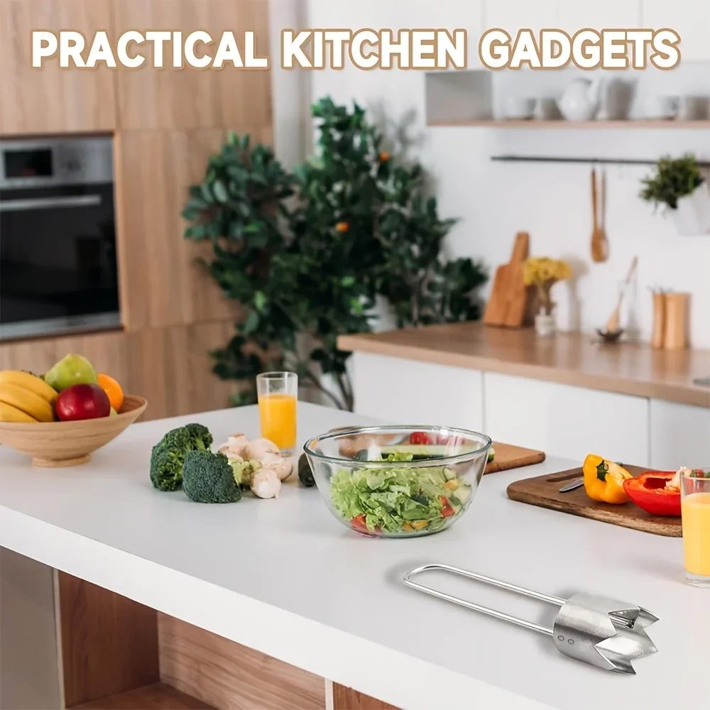 1pc Stainless Steel Fruit & Vegetable Corer Red Bell Pepper Seed Remover Universal Kitchen Gadget for Apple Pear Tomato Pepper view 3