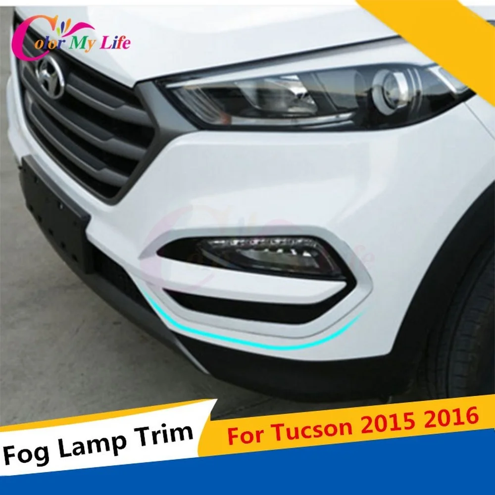 ABS Chrome Car Fog Lamp Protector Frame Cover Front Lights Trim Sticker Case for Hyundai Tucson 2015 2016 2017 Accessories