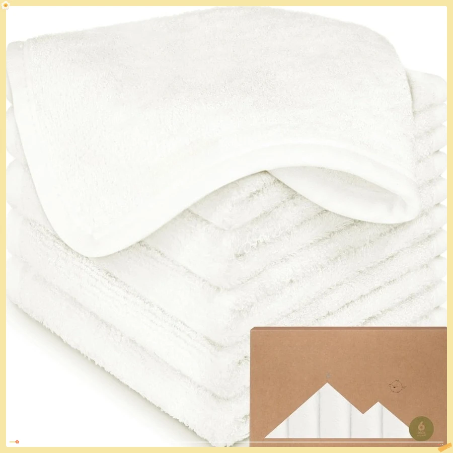 

Комплект из 6 мягких детских мочалок, вискоза из бамбука — дети, банные полотенца для новорожденных, детский душ 10x10 (белый)