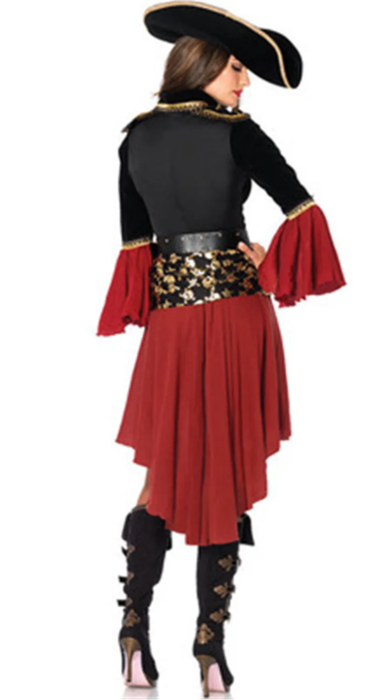 Halloween Carnaval Costume Makeup Dance Red Pirate Cos Adult Female Caribbean Pirate Performance Clothing Sexy Cosplay Uniform