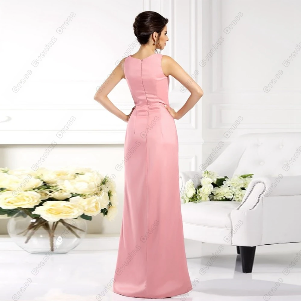 Pink Mother of Bride Dresses for Women Full Sleeve Mermaid Wedding Party Dresses with Pleat 2024 Summer New Robe De Soirée 2024