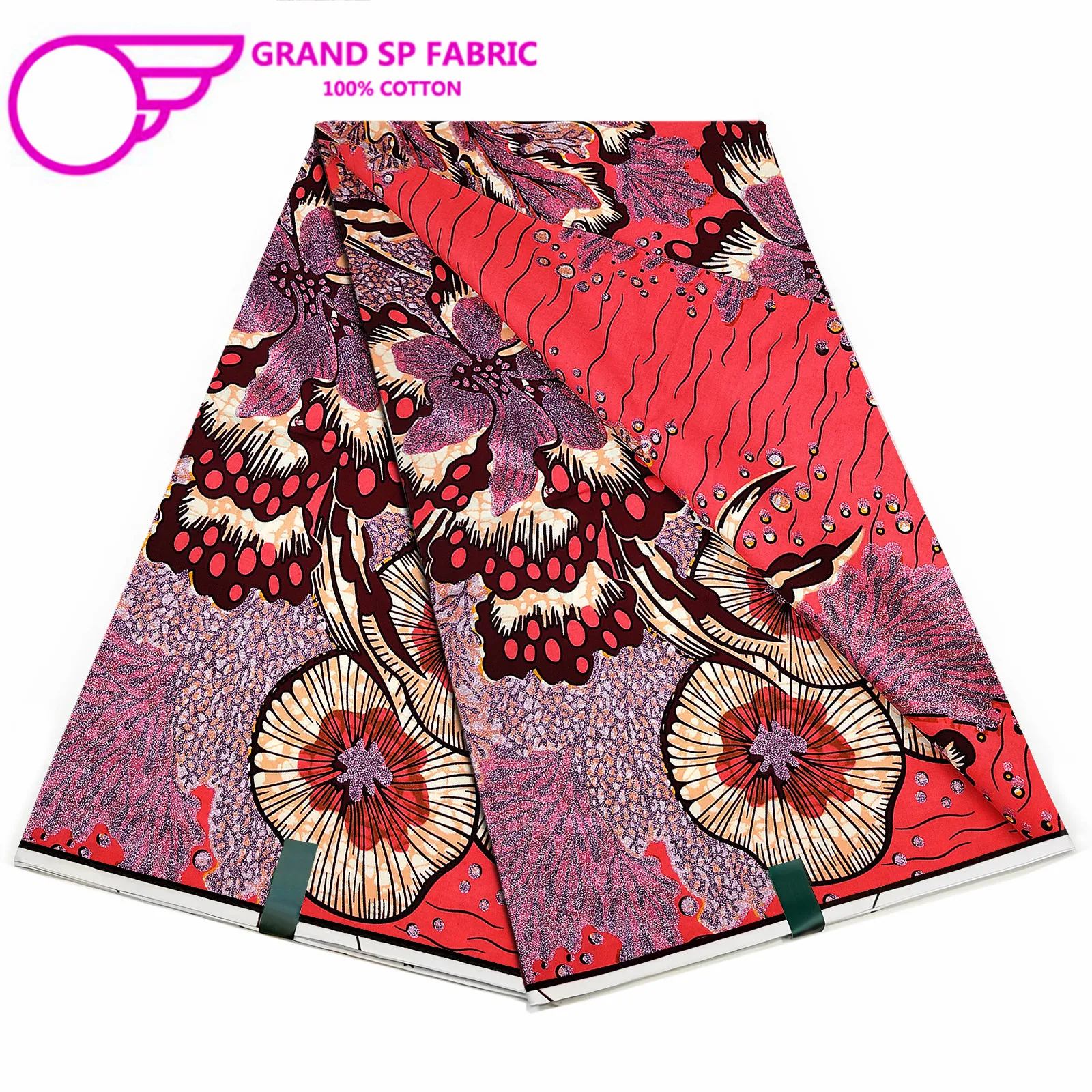 Grand Super Fabric 100% Cotton African Wax Fabric High Quality Wax Print Ankara Fabric For Sewing 6yards Women Fabric LV-32