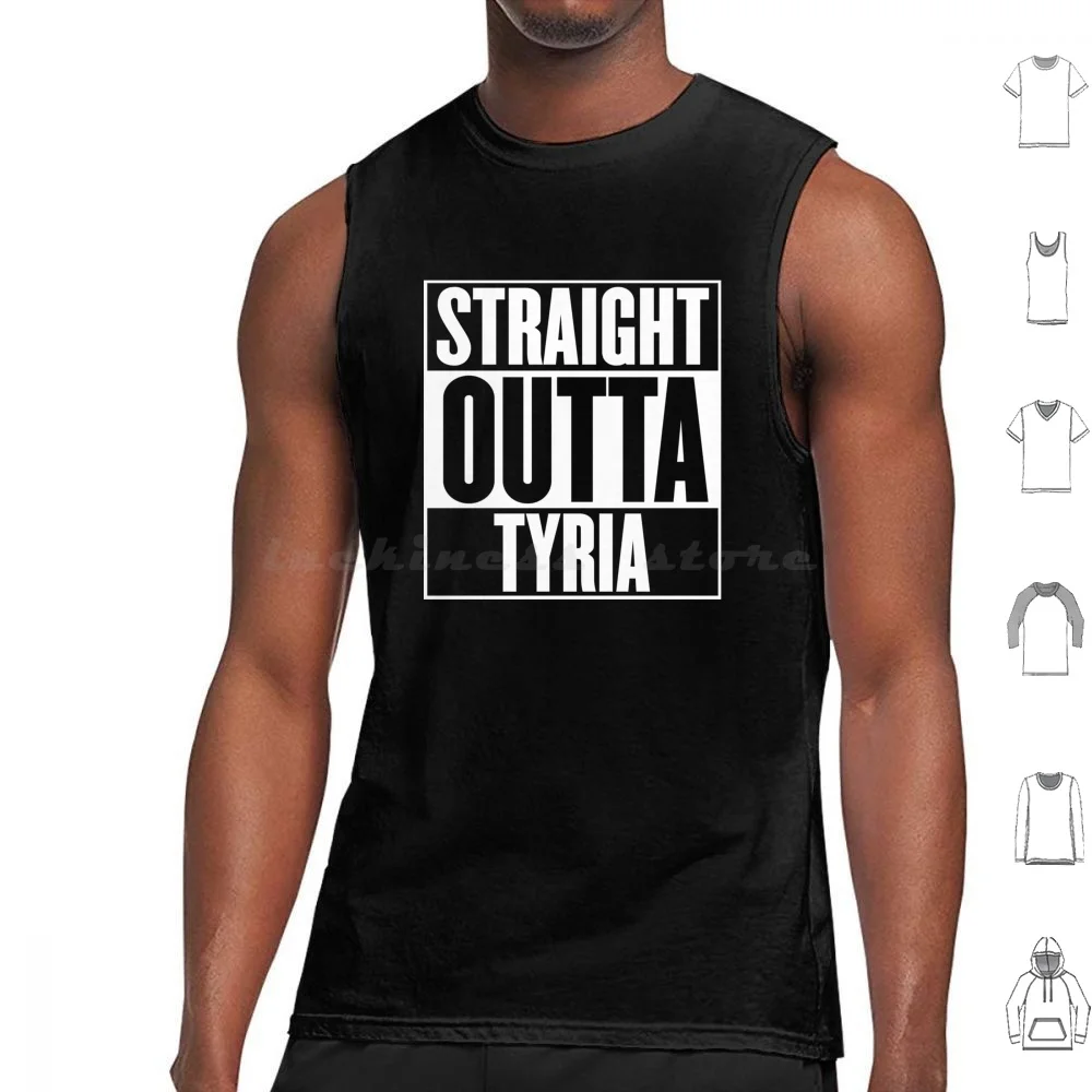 Straight Outta Tyria Tank Tops Print Cotton Straight Outta Parody Parodies Guild Wars Tyria Gw2 Gaming Mmorpg