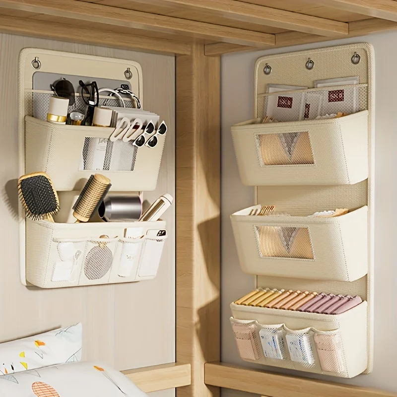 1pc creative fabric cosmetics storage door behind multi-layer fabric hanging bag finishing bag dormitory storage bag debris