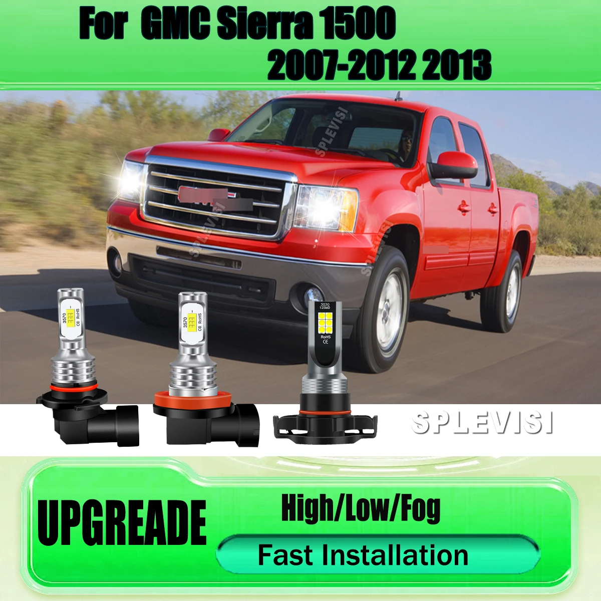 

9005 H11 H16 Светодиодные фары с высокой и низкой лампочкой, противотуманные фары с оптимизированным отключением света для GMC Sierra 1500 2007 2008 2009 2010 2011 2012 2013