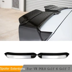 2 peças para extensão de spoiler de telhado estilo o, aletas, asa traseira, apto para vw polo golf 6 golf 7 mk7 7.5 r gti abs fibra de carbono/preto