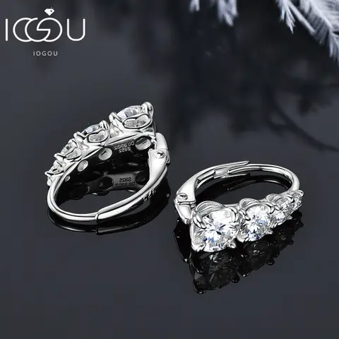 모든 Moissanite Hoops 여성을위한 럭셔리 귀걸이 925 스털링 실버 웨딩 데일리웨어 쥬얼리 6.5mm & 5.5mm & 4mm 라운드 Lad 다이아몬드