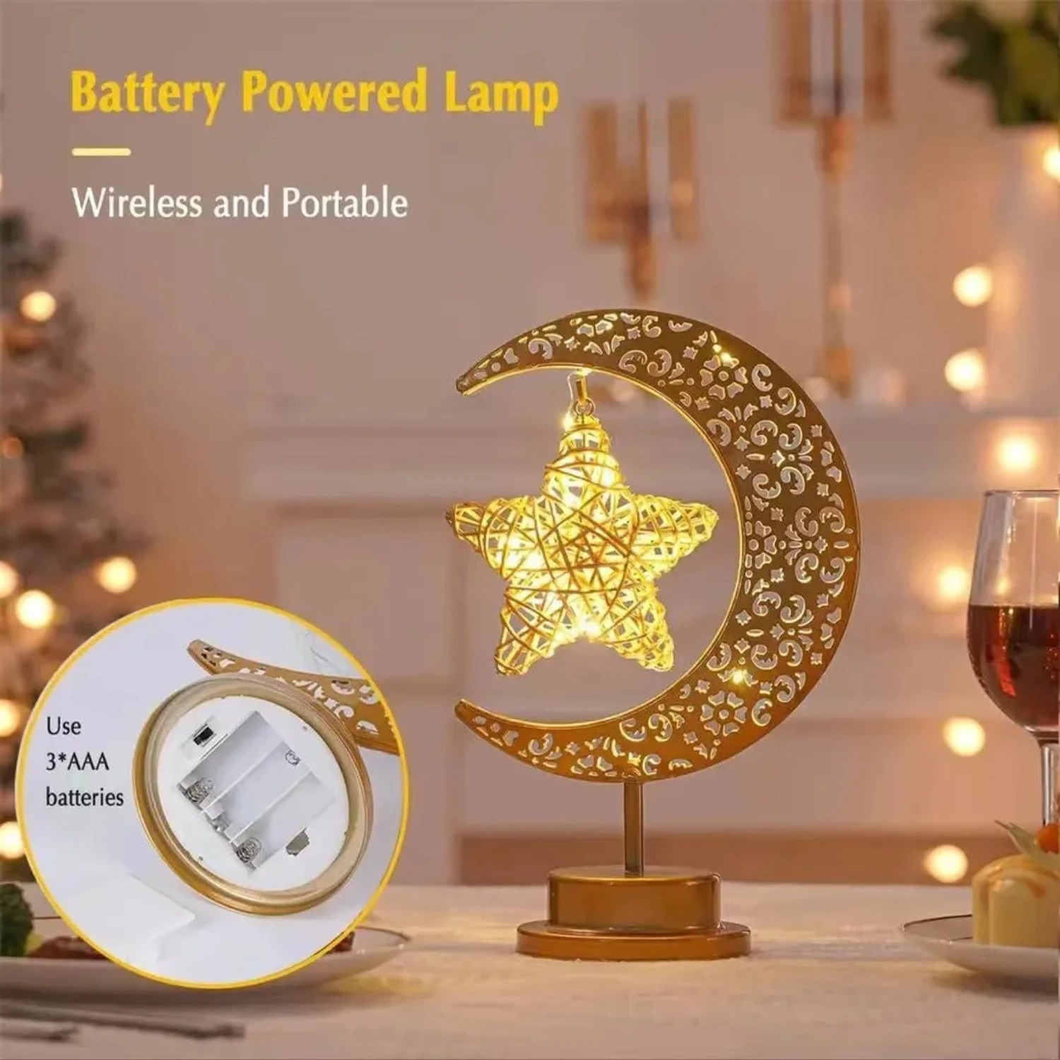 Veilleuse étoile LED pour décoration de chambre à coucher, lampe de table, éclairage de table, fête de mariage, festival du Ramanda musulman, nouveau