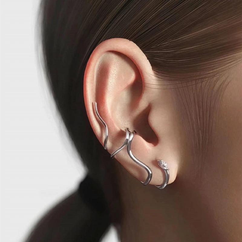 1 Pc Silver Color Snakelike Cuffs Non-Piercing Ear Clip Earrings For Women Men Fake Cartilage Earring Fashion Jewelry Gifts