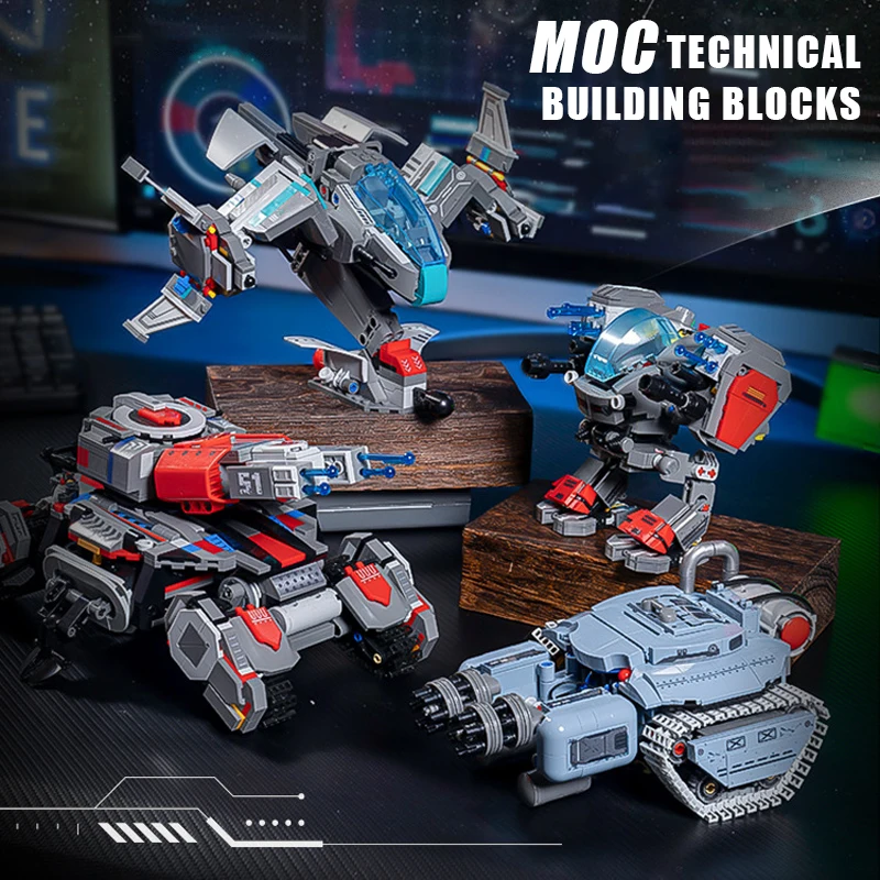 MOC Technical Starcraftes Fighter Siege Tank, modelo de Robot blindado, bloques de construcción, montaje de máquina de guerra, juguetes, regalos