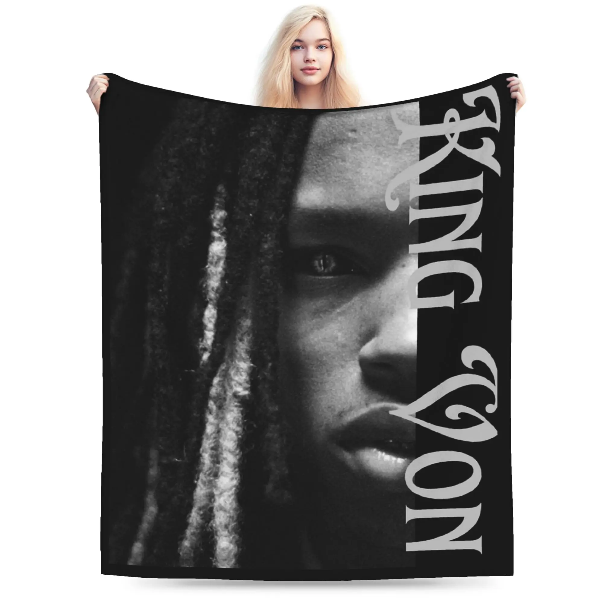 Rapper K-King Von Half Face Blankets Velvet  Winter  Portable Warm Throw Blanket for Bed Travel Bedspreads