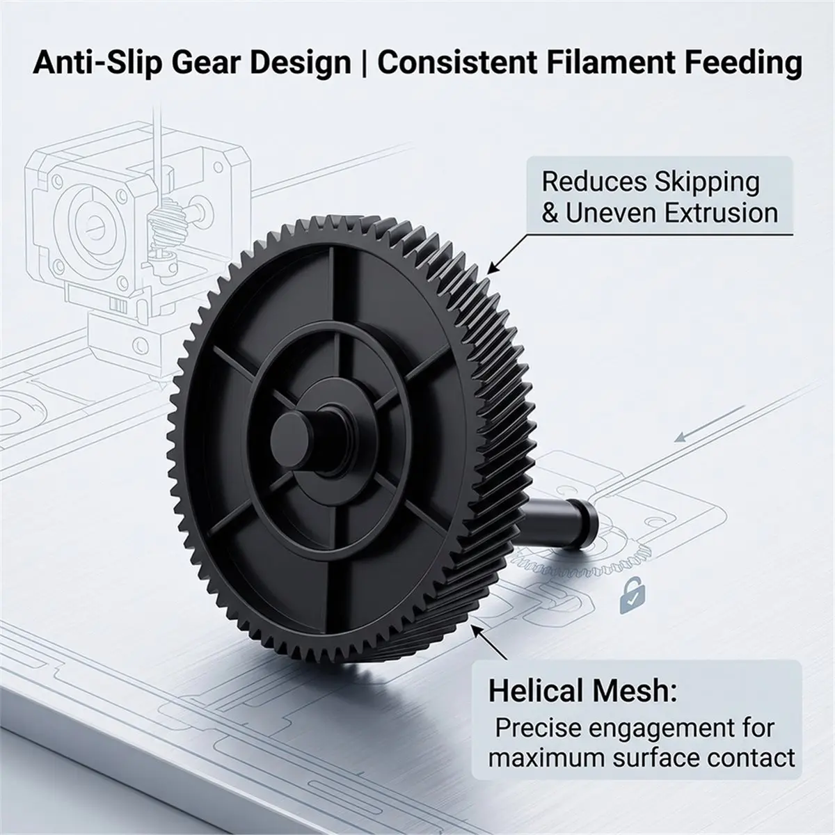 Helical Extruder Drive Gear Anti-Slip Feeding Gear Replacement for Sparkx I7 3D Printer Reduce Skipping Filament Gear