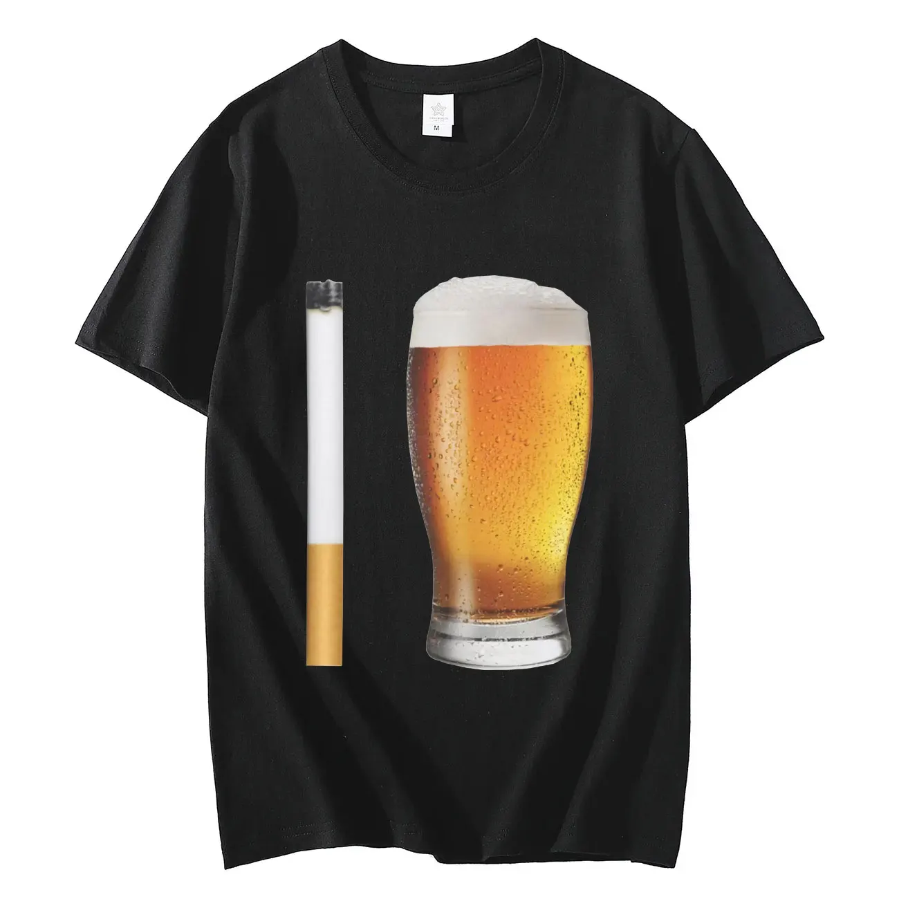 

Cigarette and Beer Breakfast Combo Funny Meme T Shirt High Quality Fashion Oversized T-shirt Men Women Casual Cotton T-shirts