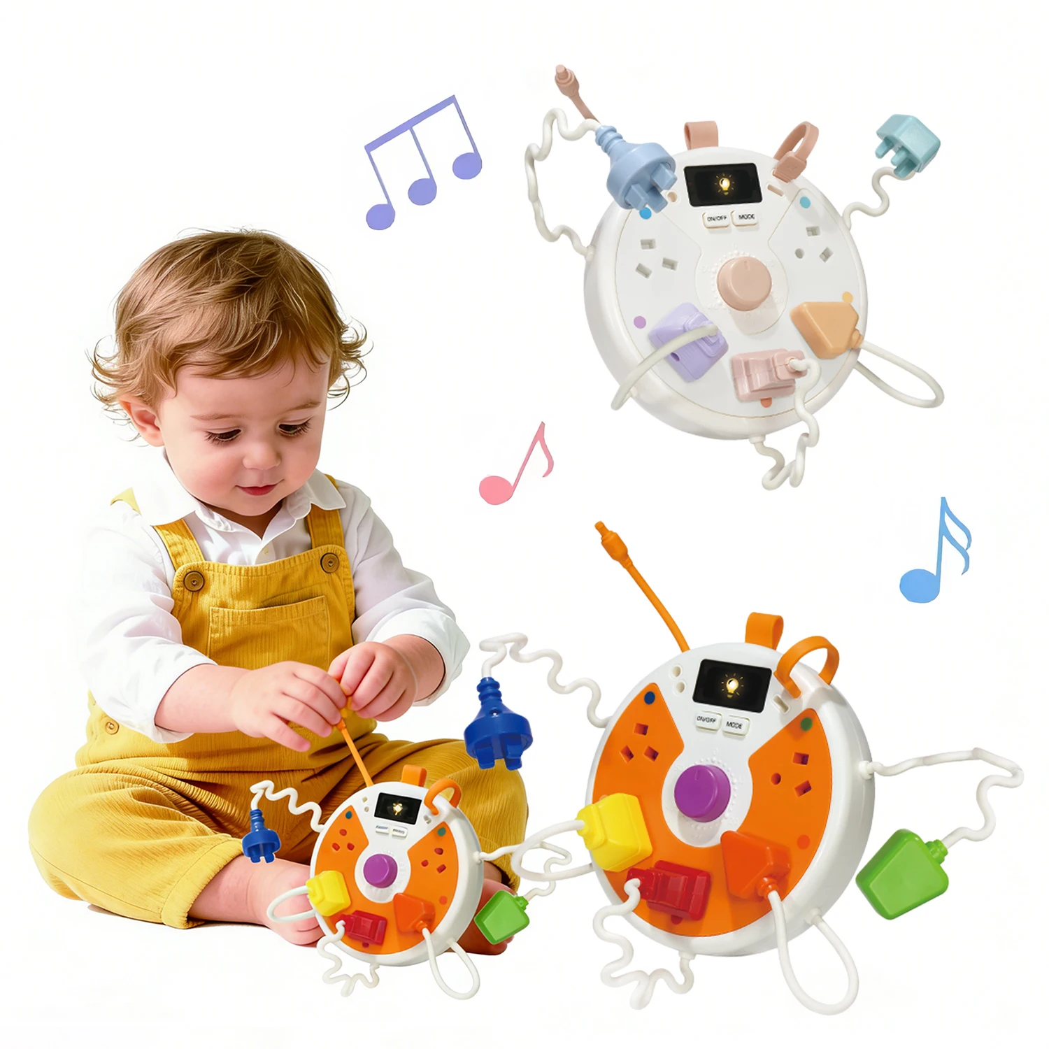 

Развивающая игрушка-блок питания Монтессори для малышей 2-3 лет, бизиборд со светом и звуками, игрушки для путешествий в самолете и машине, подарок для ребенка