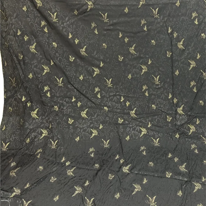 

New Chinese-style black jacquard Hanfu fabric dress cheongsam golden silk brocade dark pattern