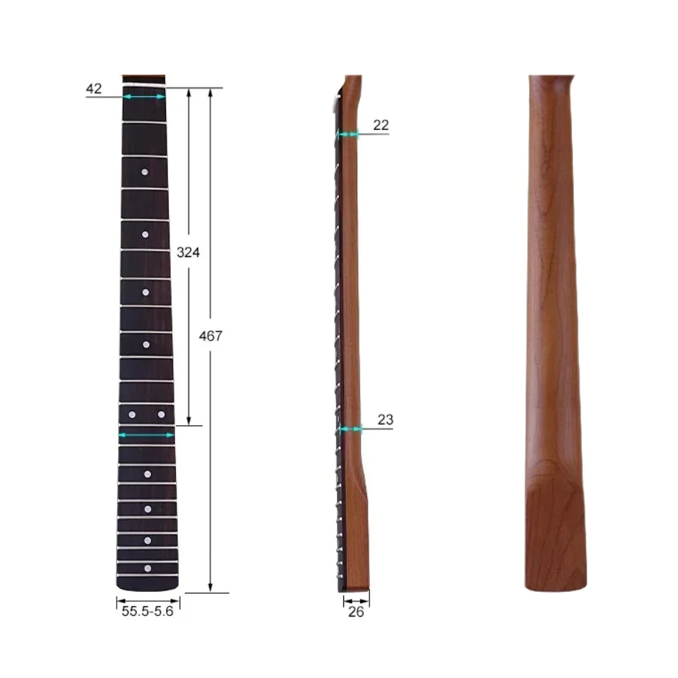 ST 6-string 21-fret roasted maple neck rosewood fingerboard matte 8mm hole diameter electric guitar neck DIY modification