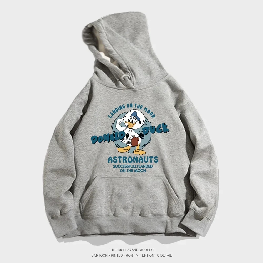 Trendy Lovely Pattern Male Sweatshirts Donald Duck Disney Cartoon Cozy Men Hoodies Loose Pocket Autumn Winter Daily Pullover