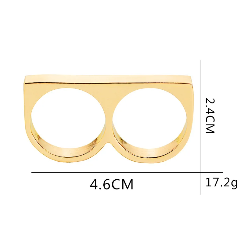 Punk Women/Men Two Fingers Rings Personality Hip Hop Stainless Steel Brass Knuckles Fashion Ring Jewelry