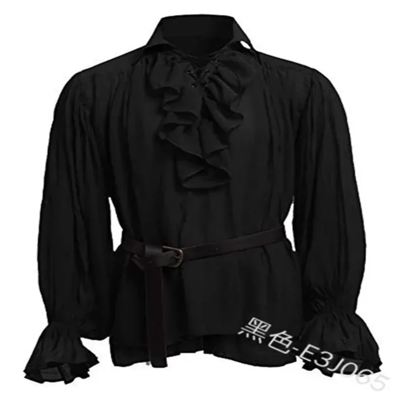 Halloween Uomini adulti Cavaliere medievale Guerriero Costume Tunica verde Abbigliamento Norman Chevalier Treccia Pirata Saxon Camicia