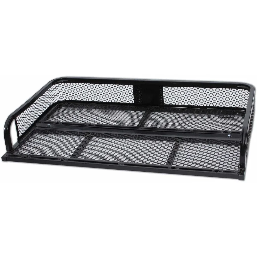 Titan Ramps Universal ATV/UTV Steel Rear Cargo Basket Rack, 100 lb Capacity, Rear Storage Carrier for Gear, Coolers, Tools, Bla