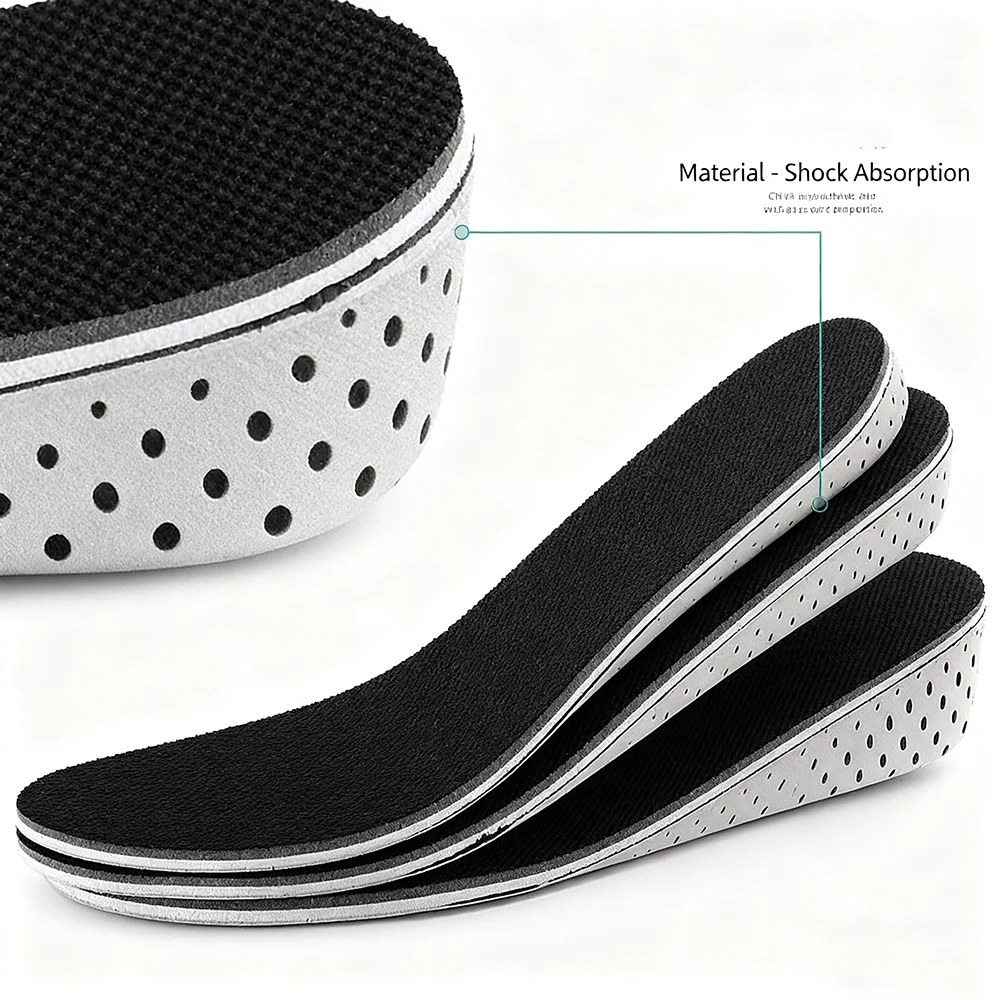 1Pair Height Increase Insole for Feet 2cm 3cm 4cm Variable Height Shoes Insoles Men Women Air Shock Absorbing Shoe Pads