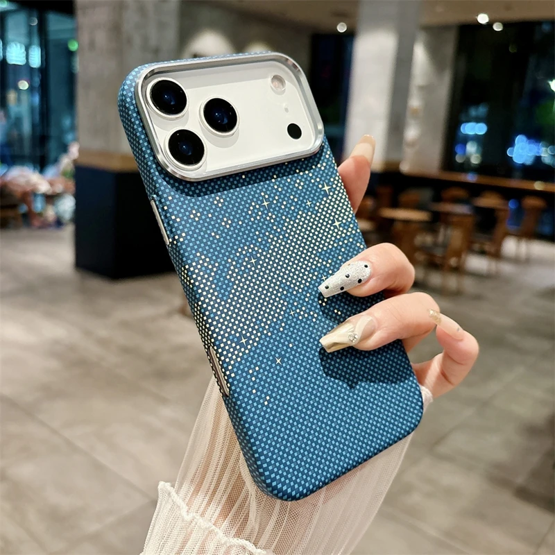 Роскошный чехол для телефона из углеродного волокна для iPhone 17 Air 17 Pro Max с магнитной беспроводной зарядкой, ультратонкий жесткий красочный чехол