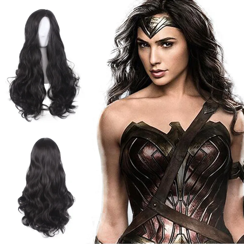 

Fantastic Batwoman Diana Black Set Versatile COS Wig Long Curly Hair Big Wave Justice Alliance