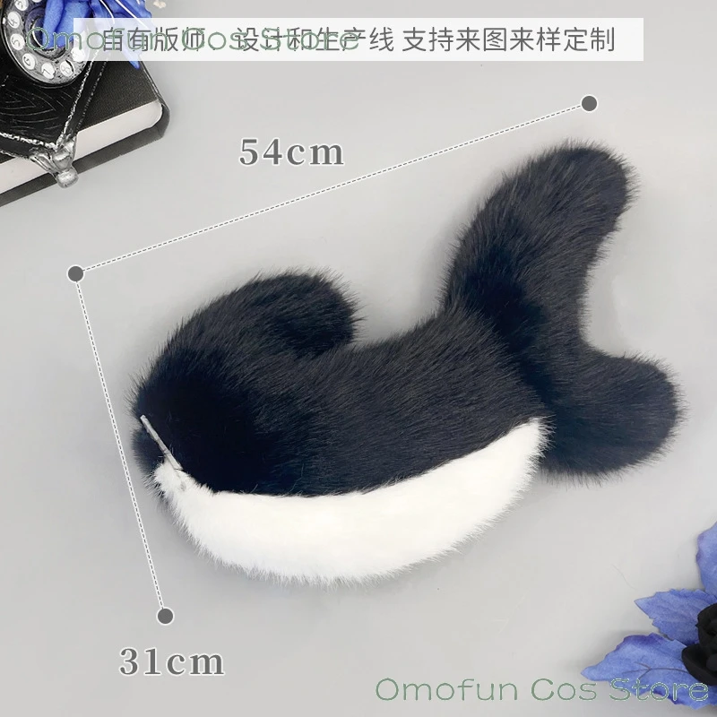 

Плюшевый хвост акулы для косплея в стиле кигуруми, сине-черный, для аниме-игр, аксессуар для фурсьюта, декор для Хэллоуина, для ролевых игр