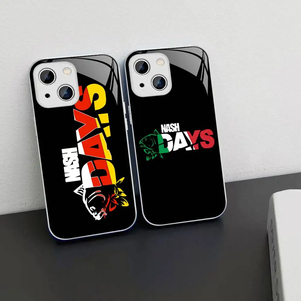

N-NashS Fishing Logo Phone Case Tempered Glass For Iphone 14 13 12 11 Pro Mini XS MAX 14Plus X XS XR Cover