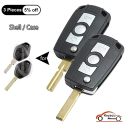 KEYECU 3 Buttons Case for BMW E81 E46 E39 E63 E38 E83 E53 E36 E85 1 2 3 Series EWS Modified Folding Remote Key Shell Cover Fob