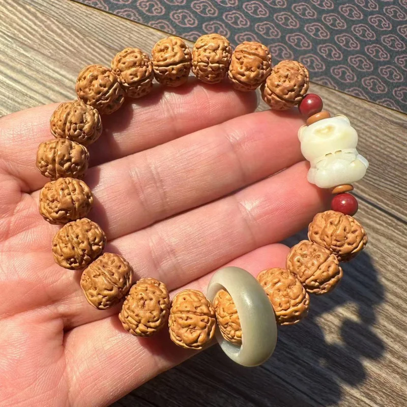 National Style Natural Rudraksha Bracelet Men's and Women's Single Ring Bear Small Jingang Bodhi Bracelet Old King of Trees Coll