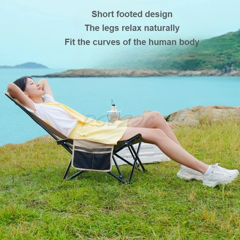 Outdoor Portable Ultra Light Folding Lounge Chair for Fishing Beach Camping Sitting and Lying Dual-use Low Legged with Backrest