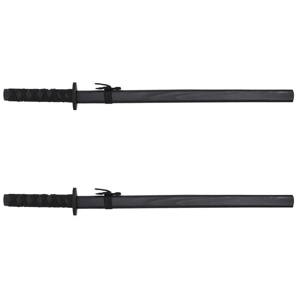 

2Pcs Black Small Toy Durable Portable Wood Kids Halloween Cosplay Party Playthings Martial Tools